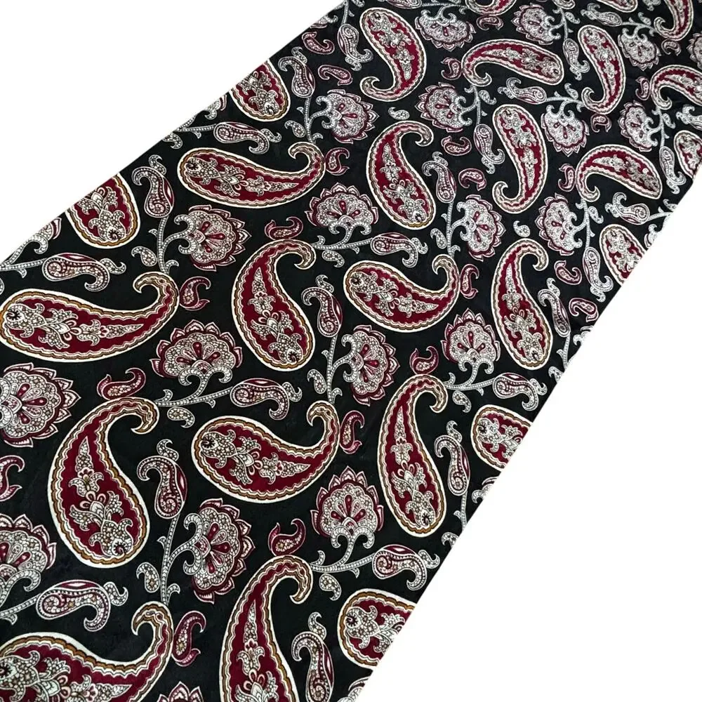 ECHO for Club 7 silk scarf long rectangle vintage 90’s black red gold paisley